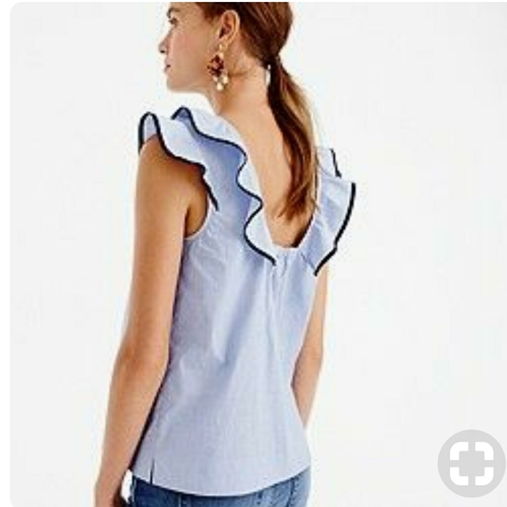 { J. Crew } Ruffled Chambray Crop Top